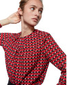 Camisa escote pliegues estampada