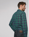 Navy blue, green and white checked sport short