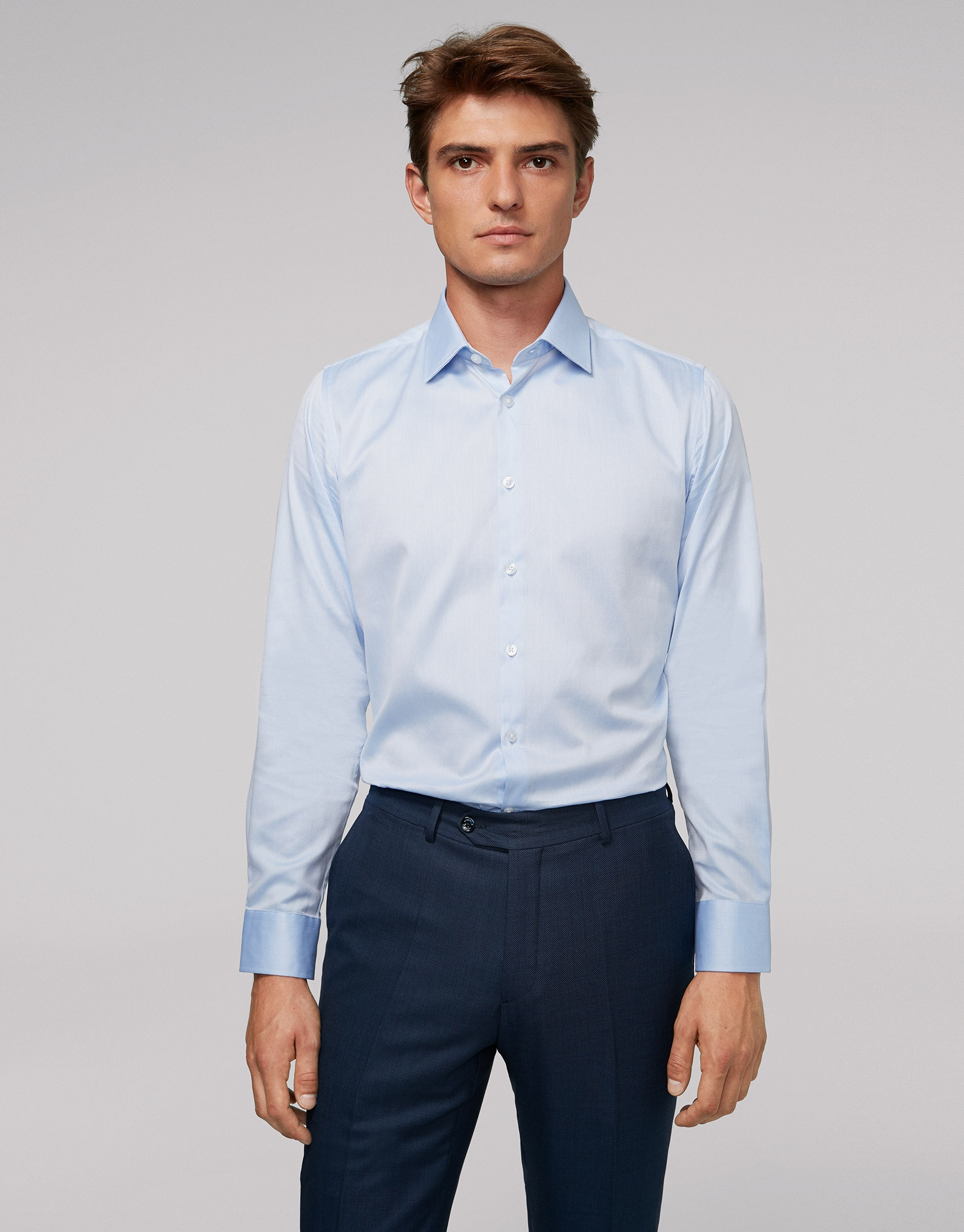 Light blue herringbone dress shirt