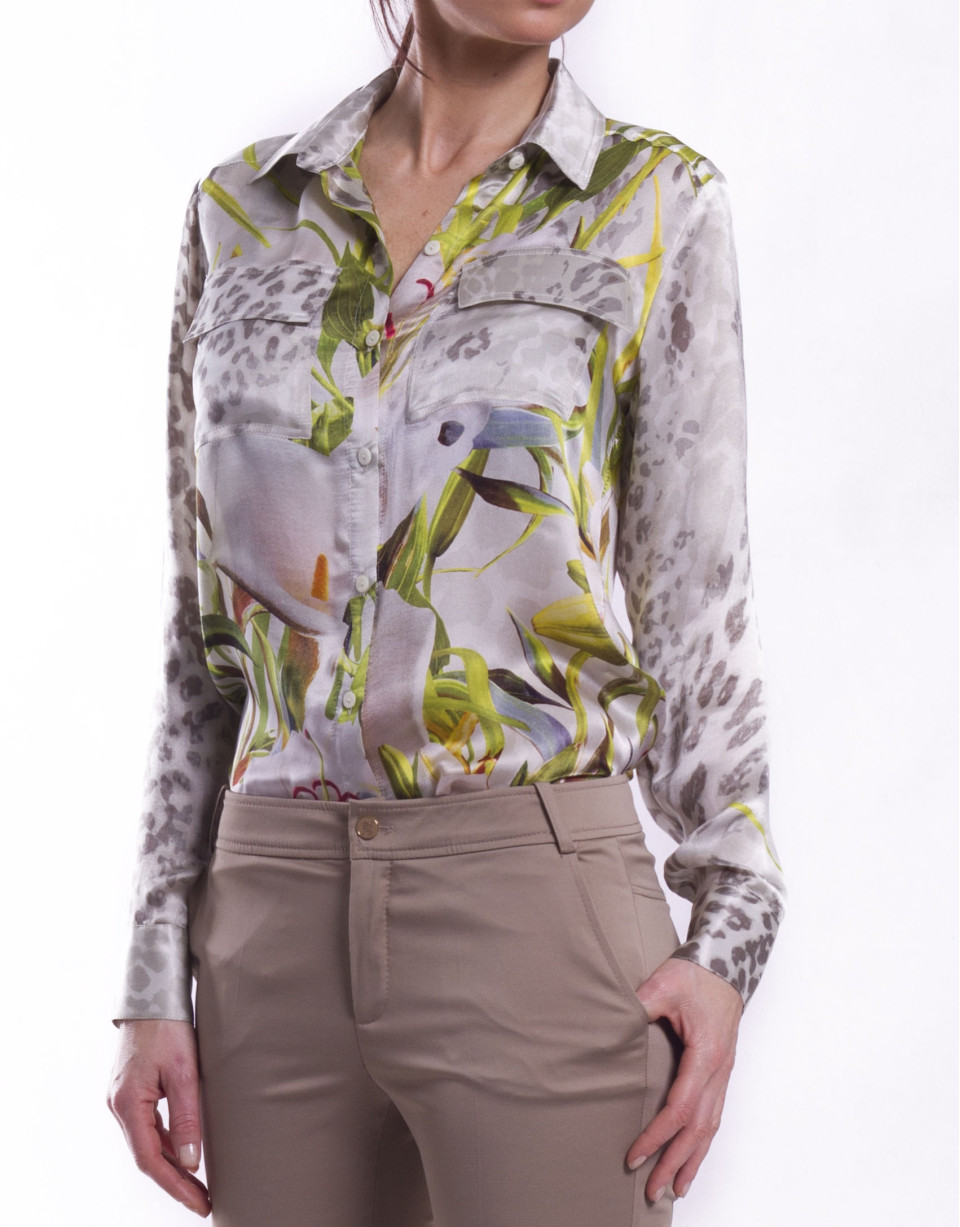 Long sleeve silk shirt 
