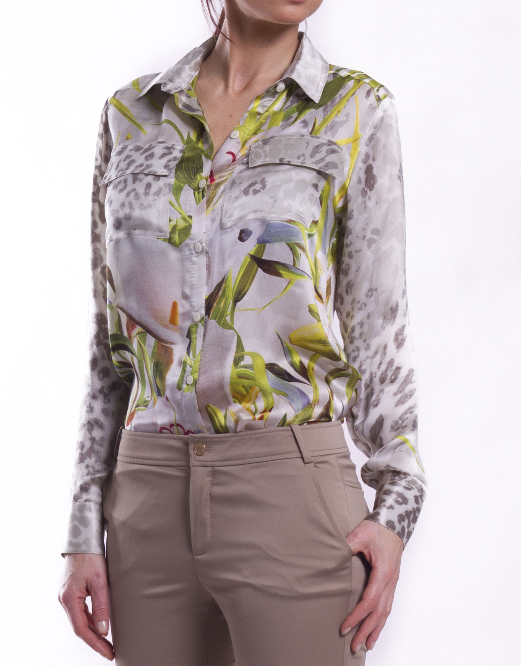 Long sleeve silk shirt 