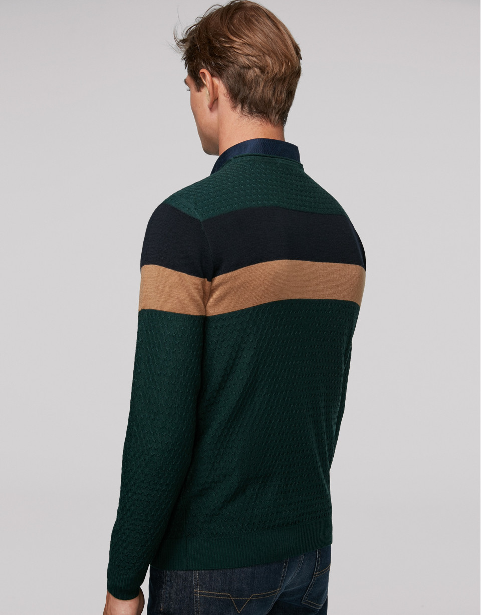 Jersey lana verde con rayas