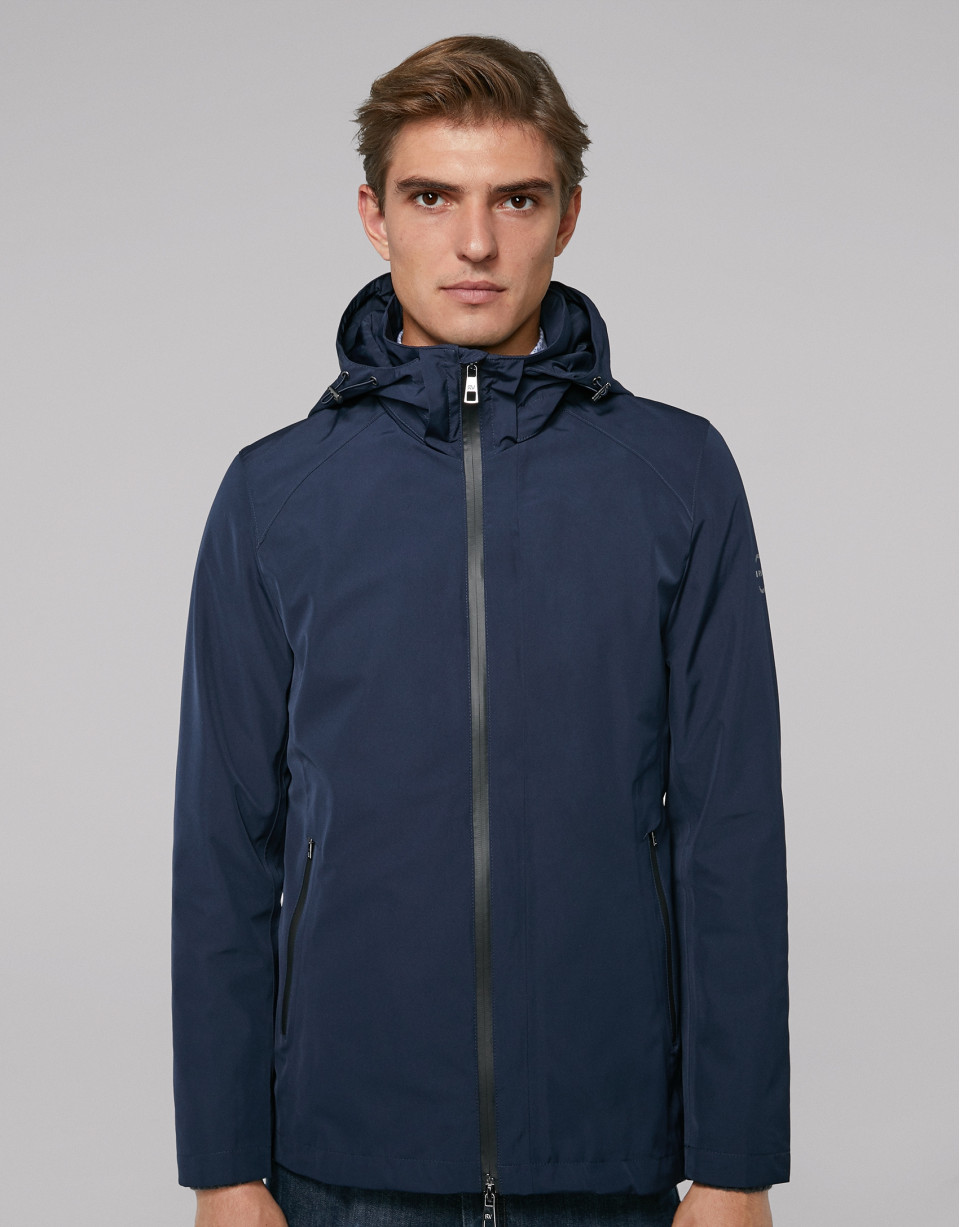 Navy blue light tech fabric jogging jacket 