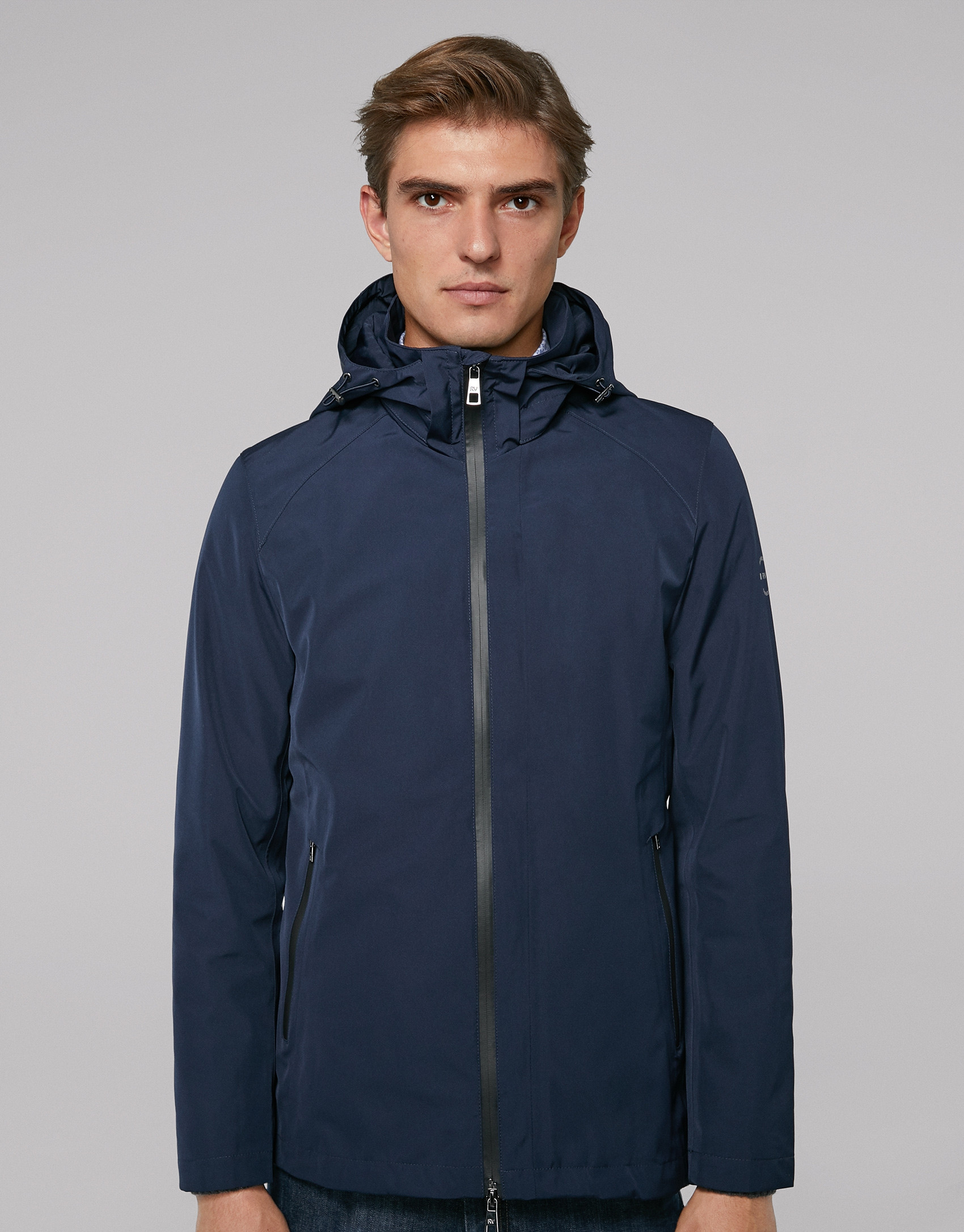 Navy blue light tech fabric jogging jacket 
