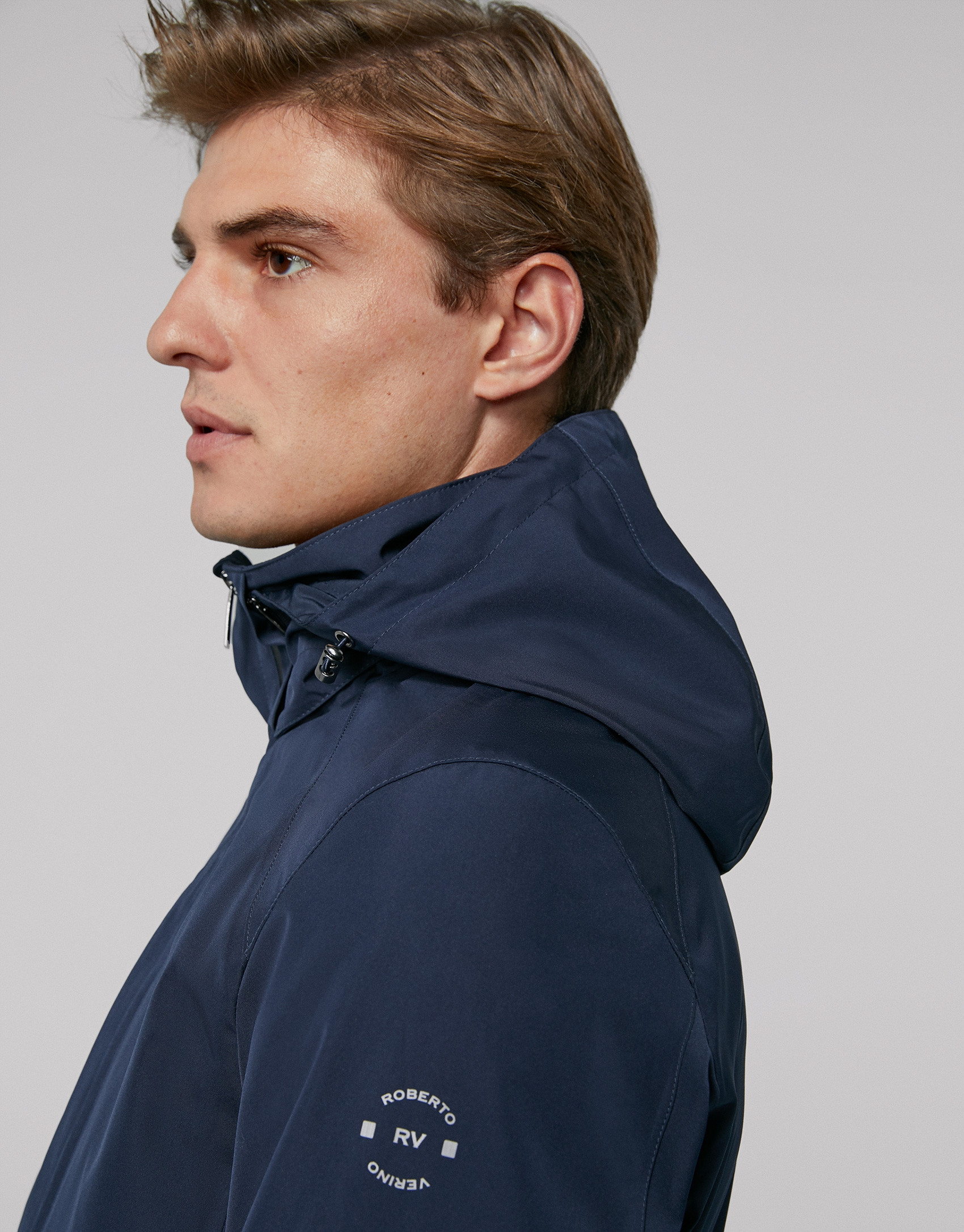 Navy blue light tech fabric jogging jacket 