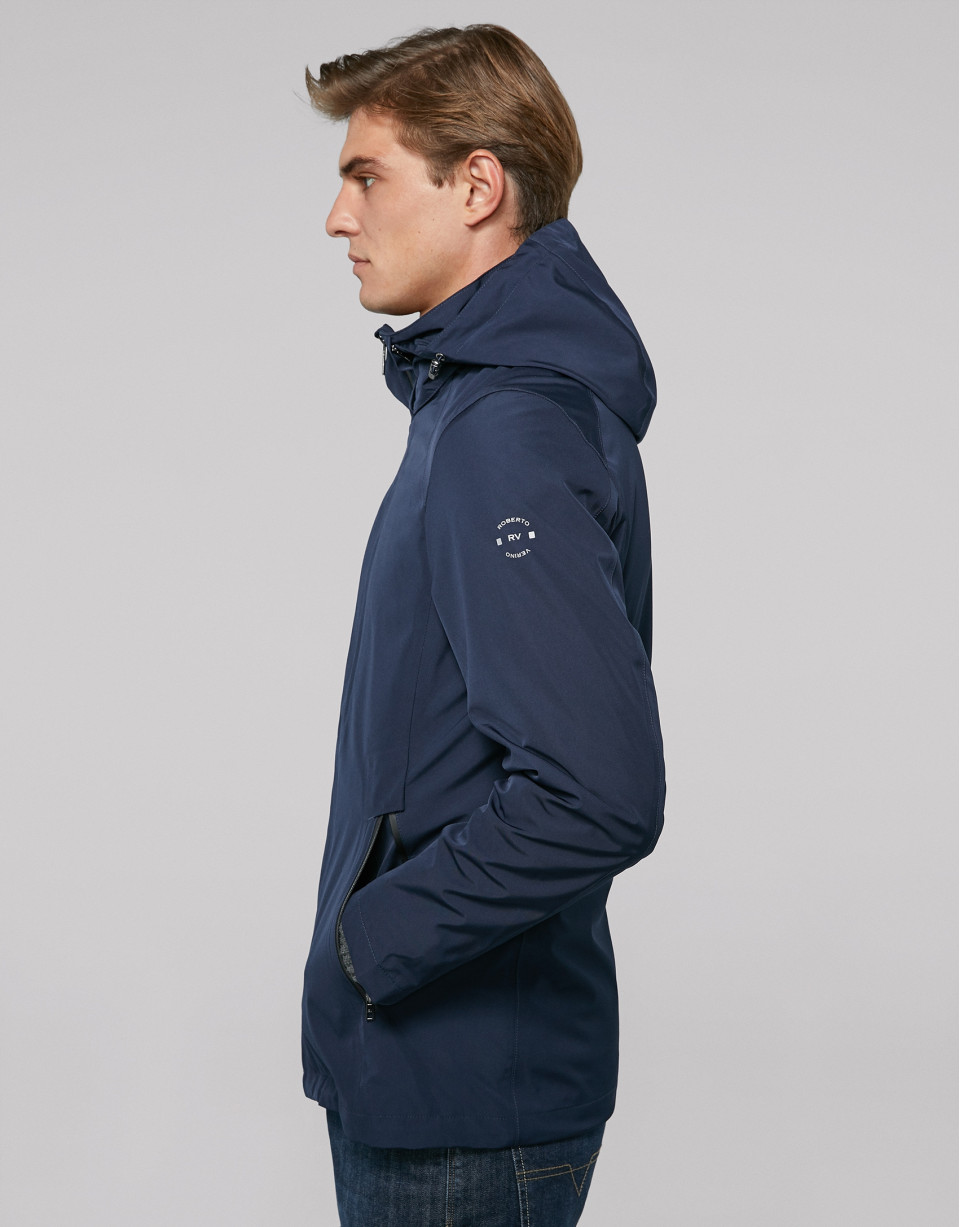 Navy blue light tech fabric jogging jacket 