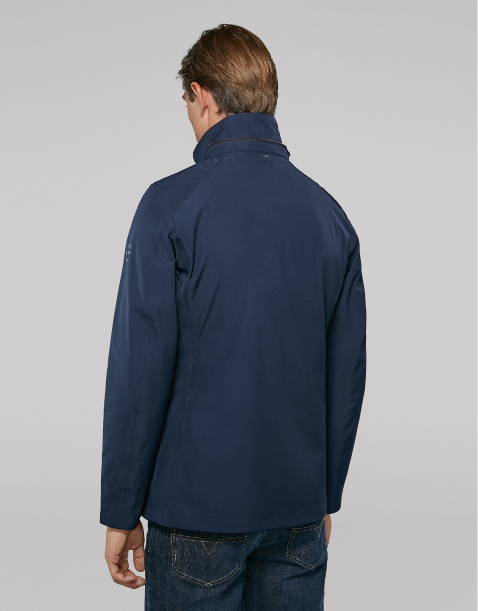 Navy blue light tech fabric jogging jacket 