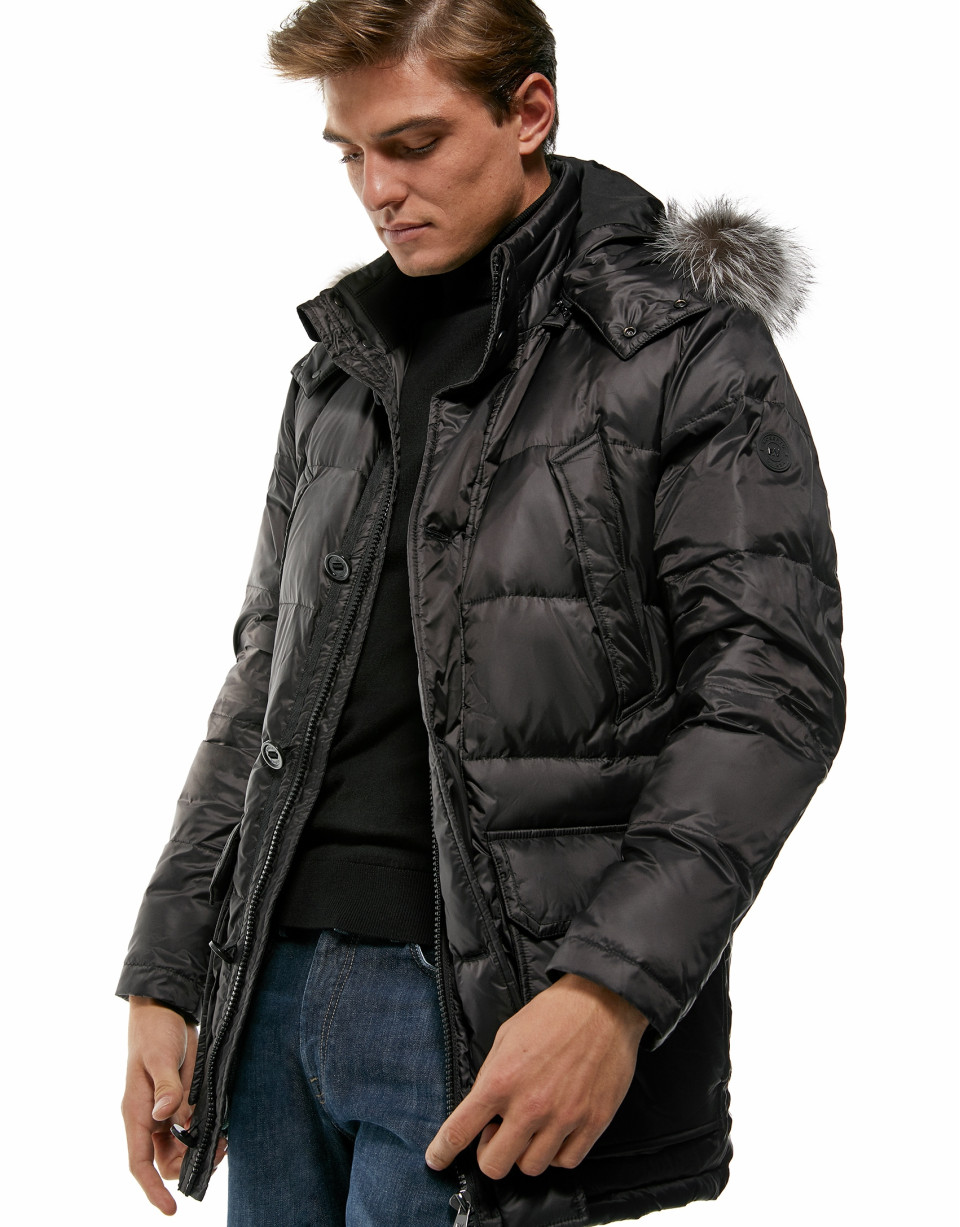Long black anorak