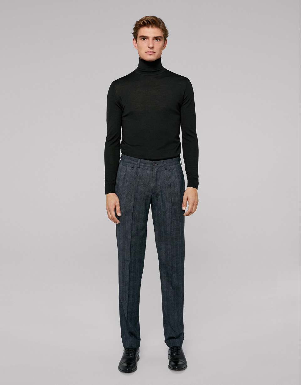 Dark blue checked pants
