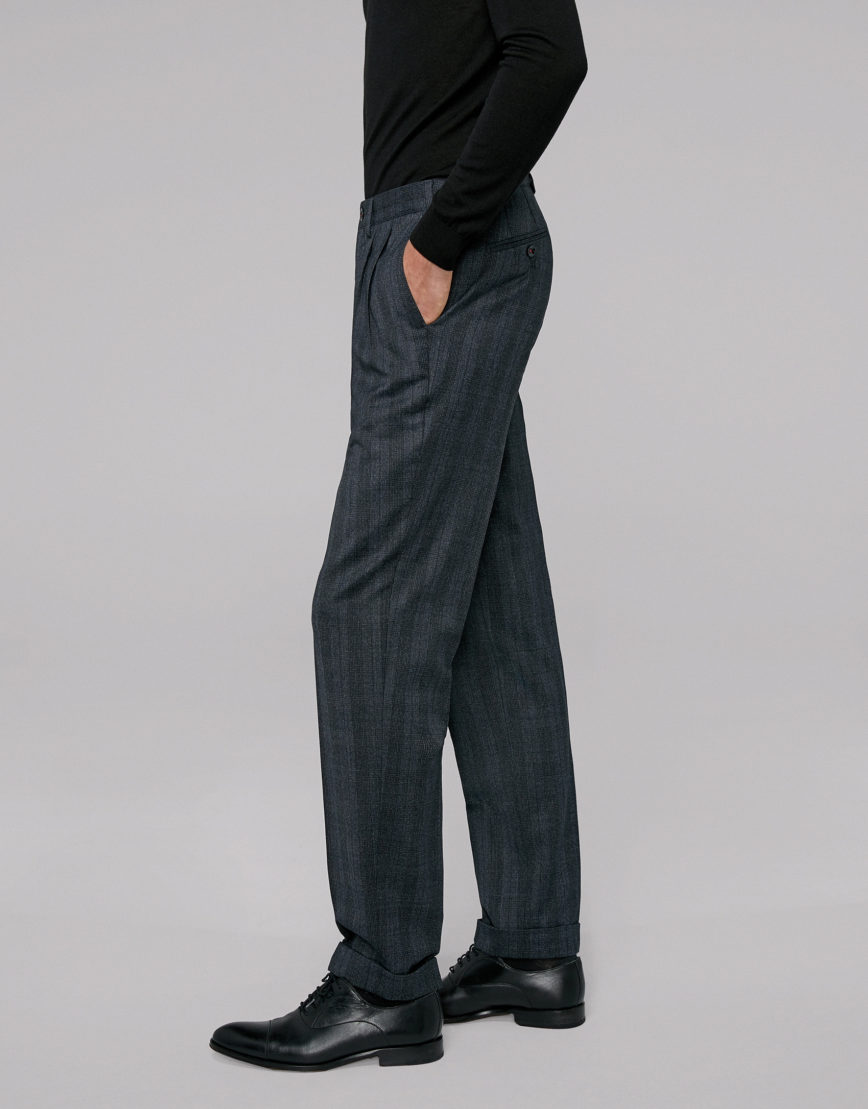 Dark blue checked pants