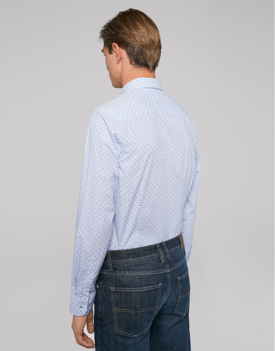 Camisa sport estampado corbatero azules