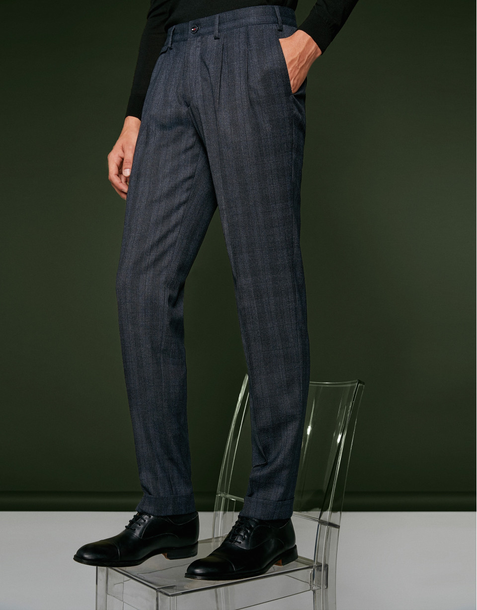 Dark blue checked pants