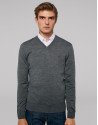 Jersey cuello pico gris melange