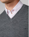 Jersey cuello pico gris melange
