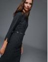 Gray pinstriped midi dress