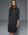 Gray pinstriped midi dress