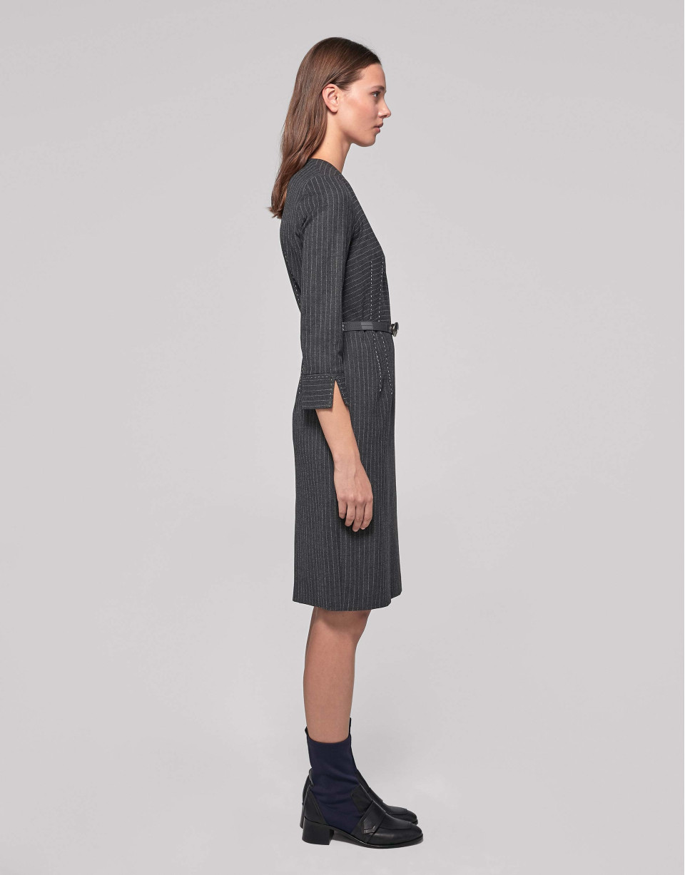 Vestido midi raya diplomática gris