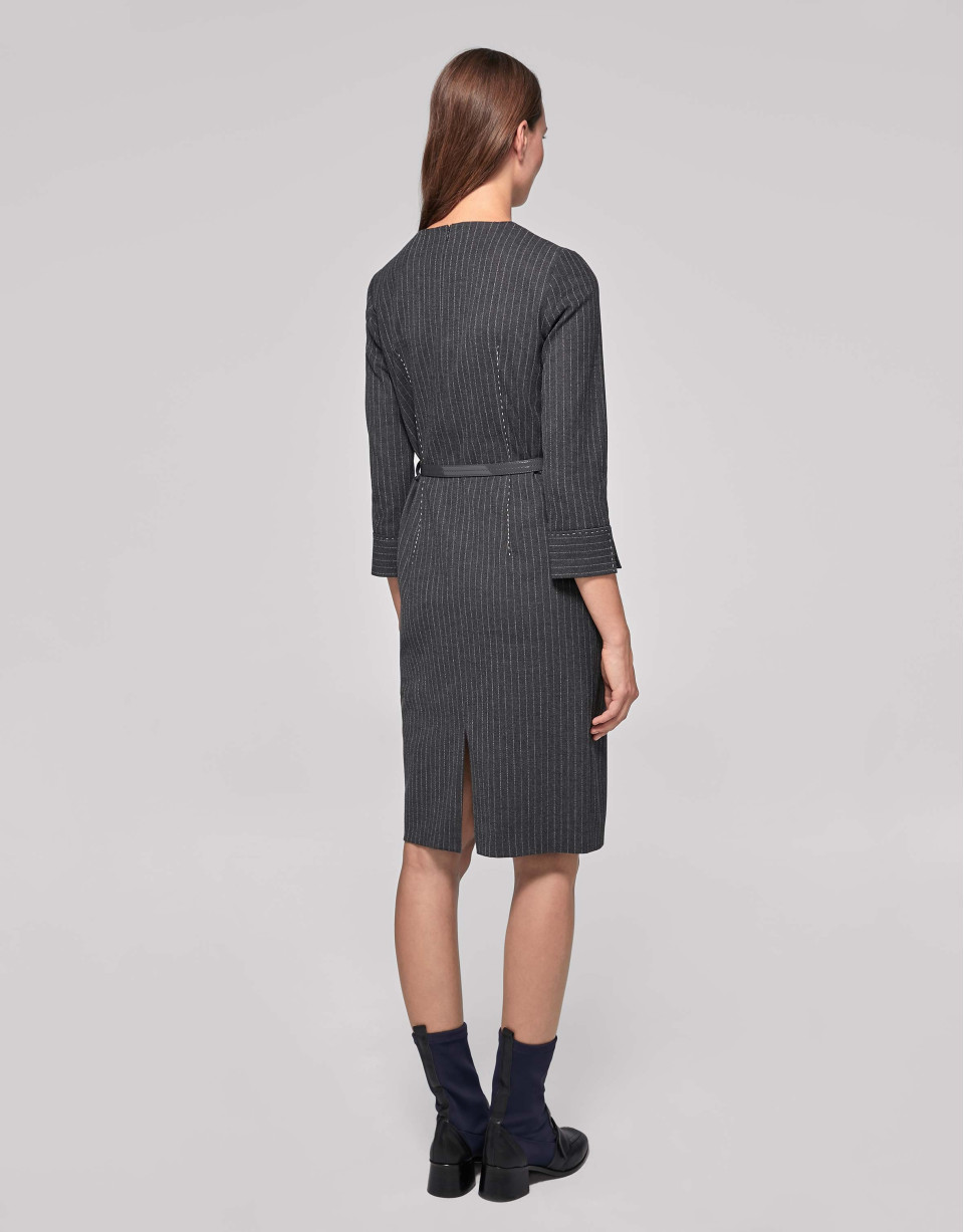 Vestido midi raya diplomática gris