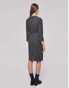 Gray pinstriped midi dress