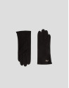 Black suede gloves with braided edge