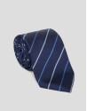 Blue silk tie with stripes