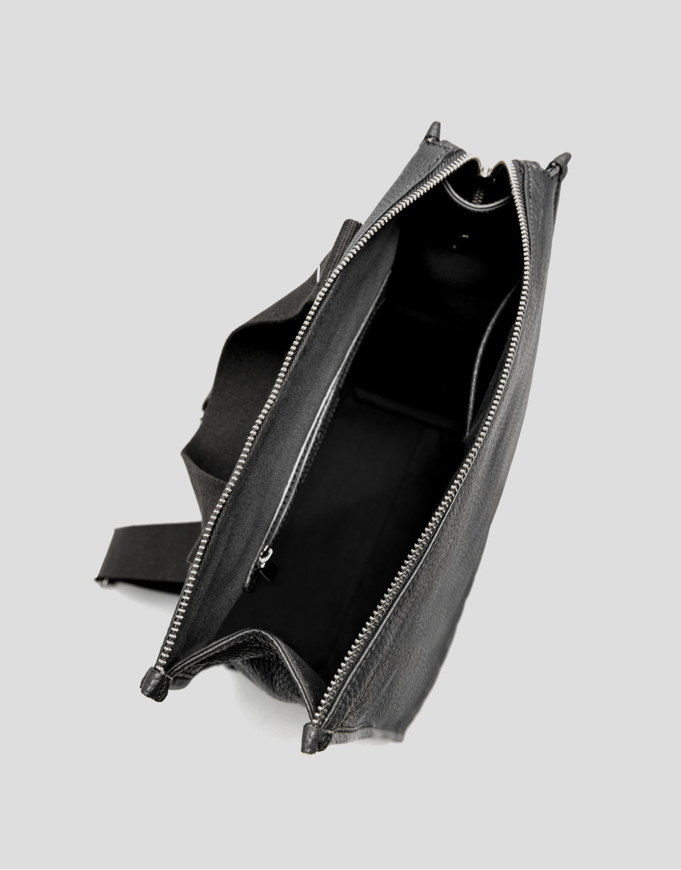 Men's black leather backpack