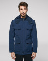 Navy blue tech fabric parka