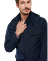 Navy blue tech fabric parka
