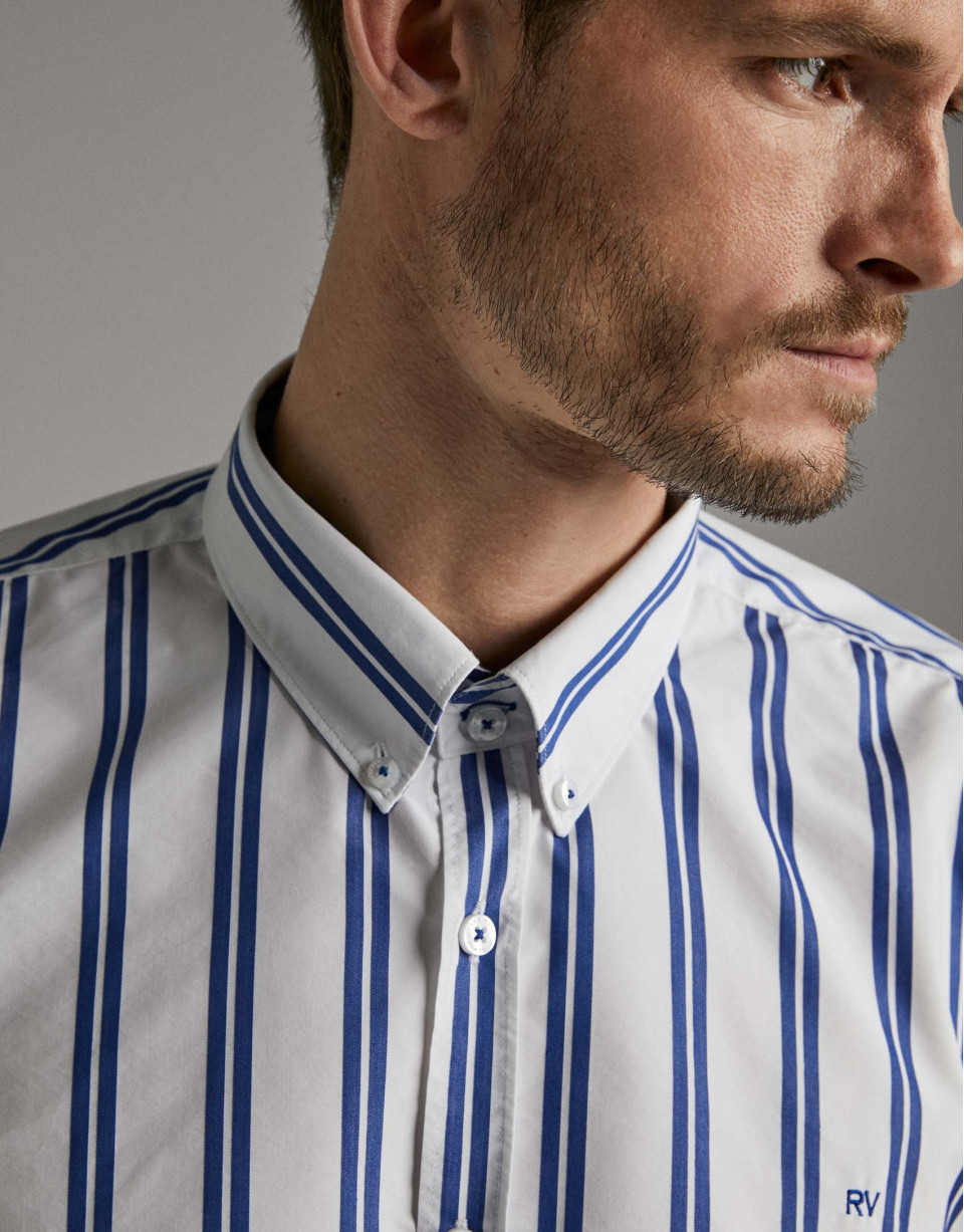 Camisa sport rayas azul oscuro/blanco - Hombre | Roberto Verino
