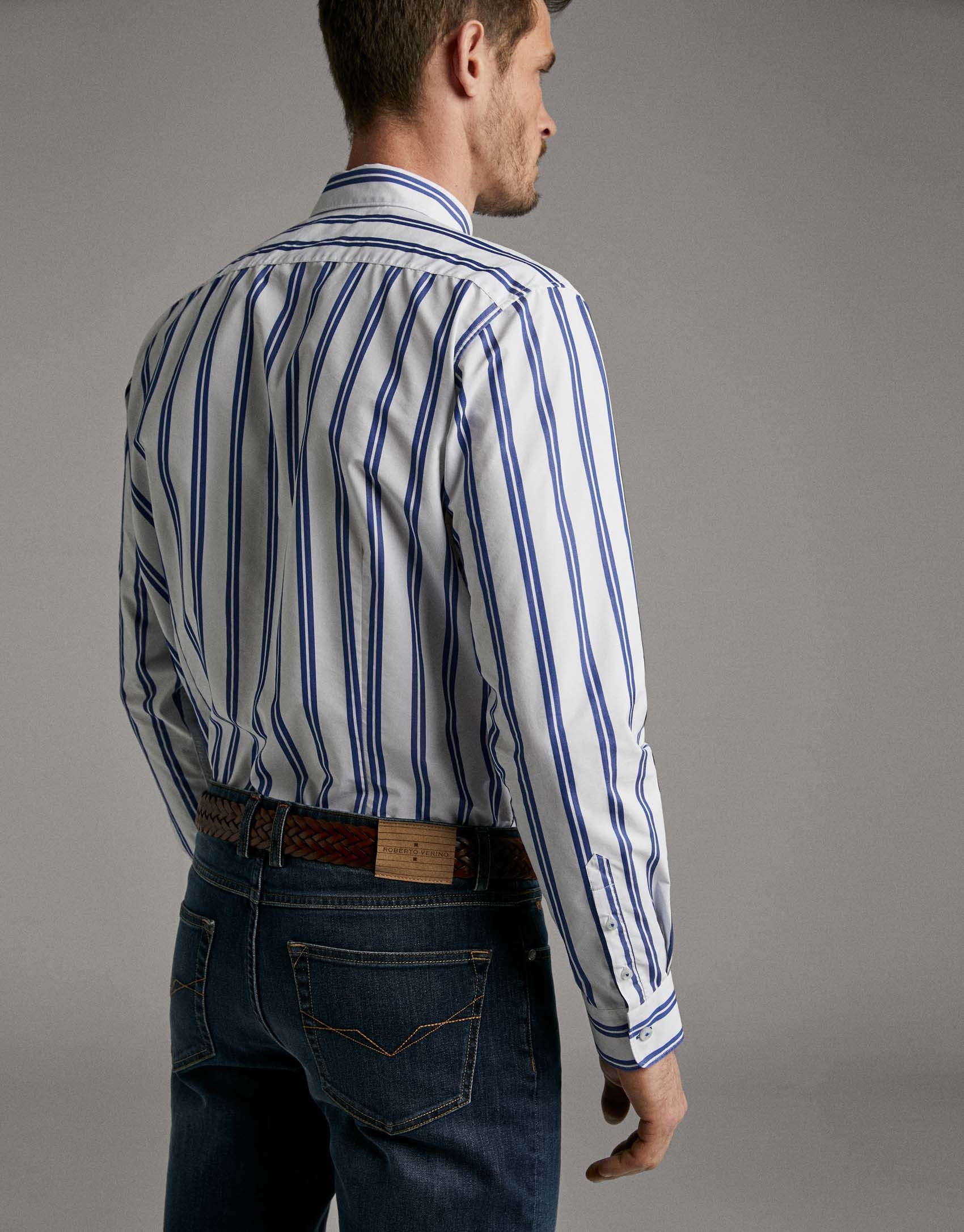 Camisa sport rayas azul oscuro/blanco - Hombre | Roberto Verino