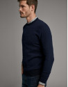 Navy blue seed stitch sweater - Man - SS2020 | Roberto Verino