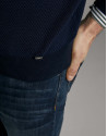 Navy blue seed stitch sweater - Man - SS2020 | Roberto Verino