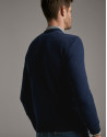 Navy blue seed stitch sweater - Man - SS2020 | Roberto Verino