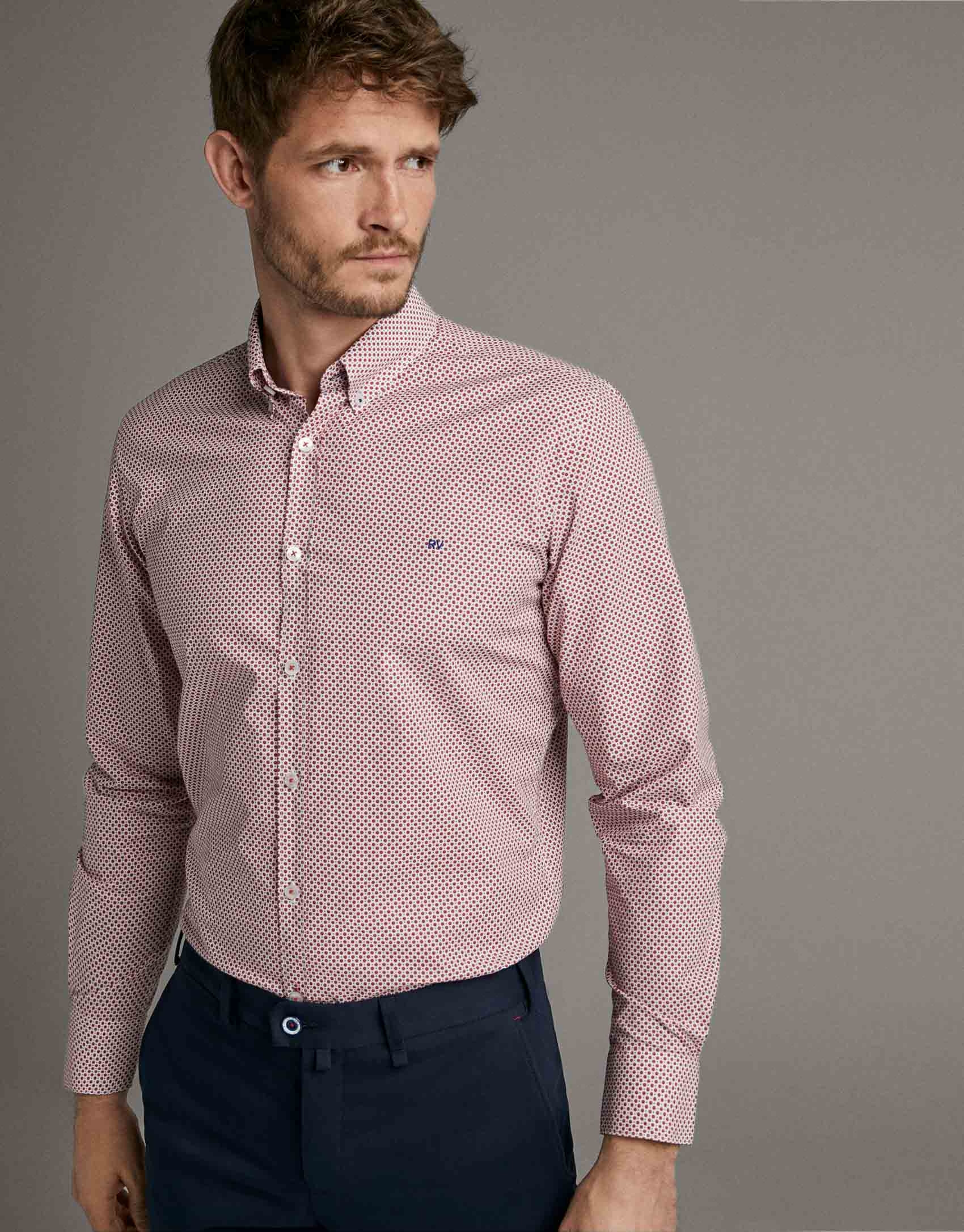 Red/blue dotted print sport shirt - Man | Roberto Verino