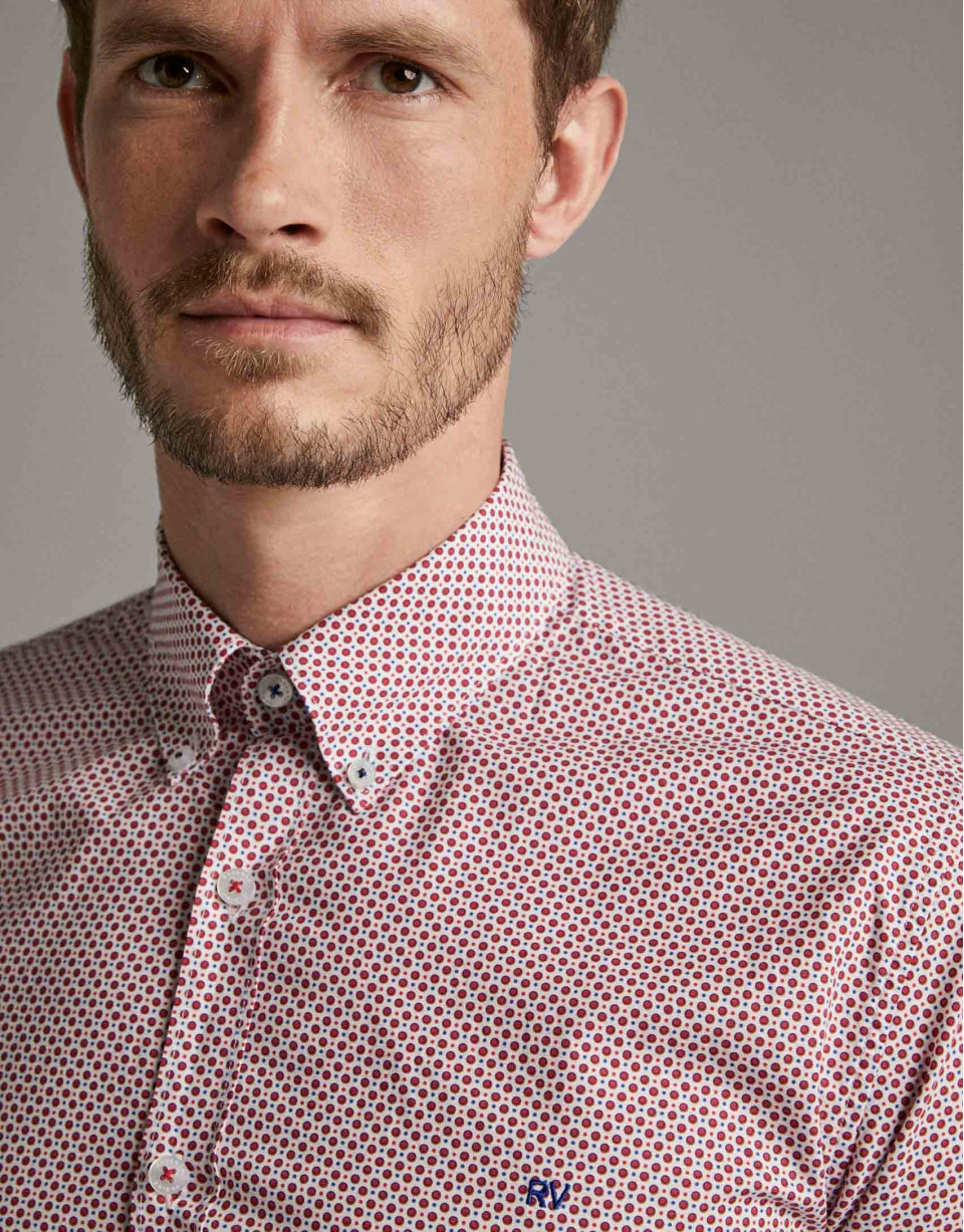 Red/blue dotted print sport shirt - Man | Roberto Verino