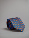 Corbata azul con jacquard flores naranja | Roberto Verino
