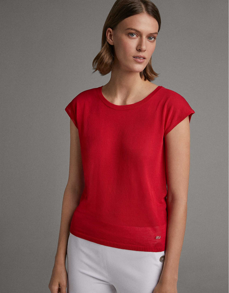 Red sweater with dropped sleeves - Woman | Roberto Verino