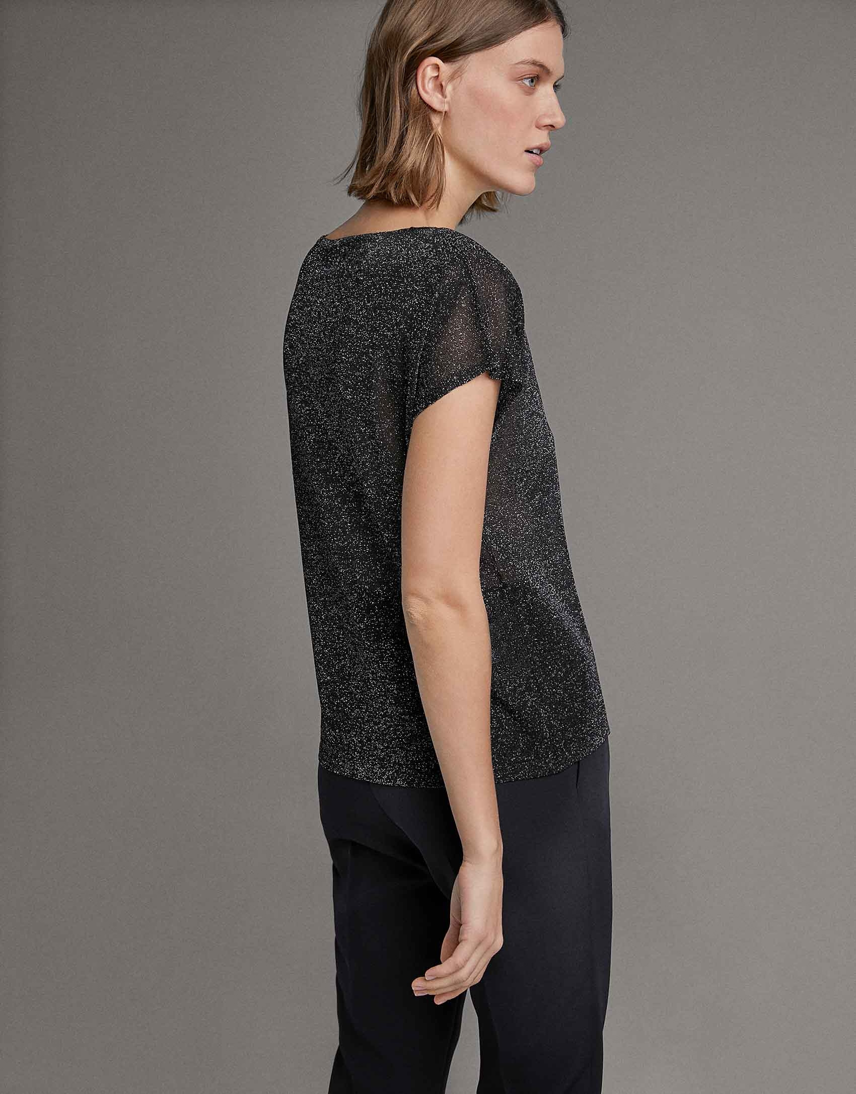 Black transparent lurex sweater - Woman | Roberto Verino