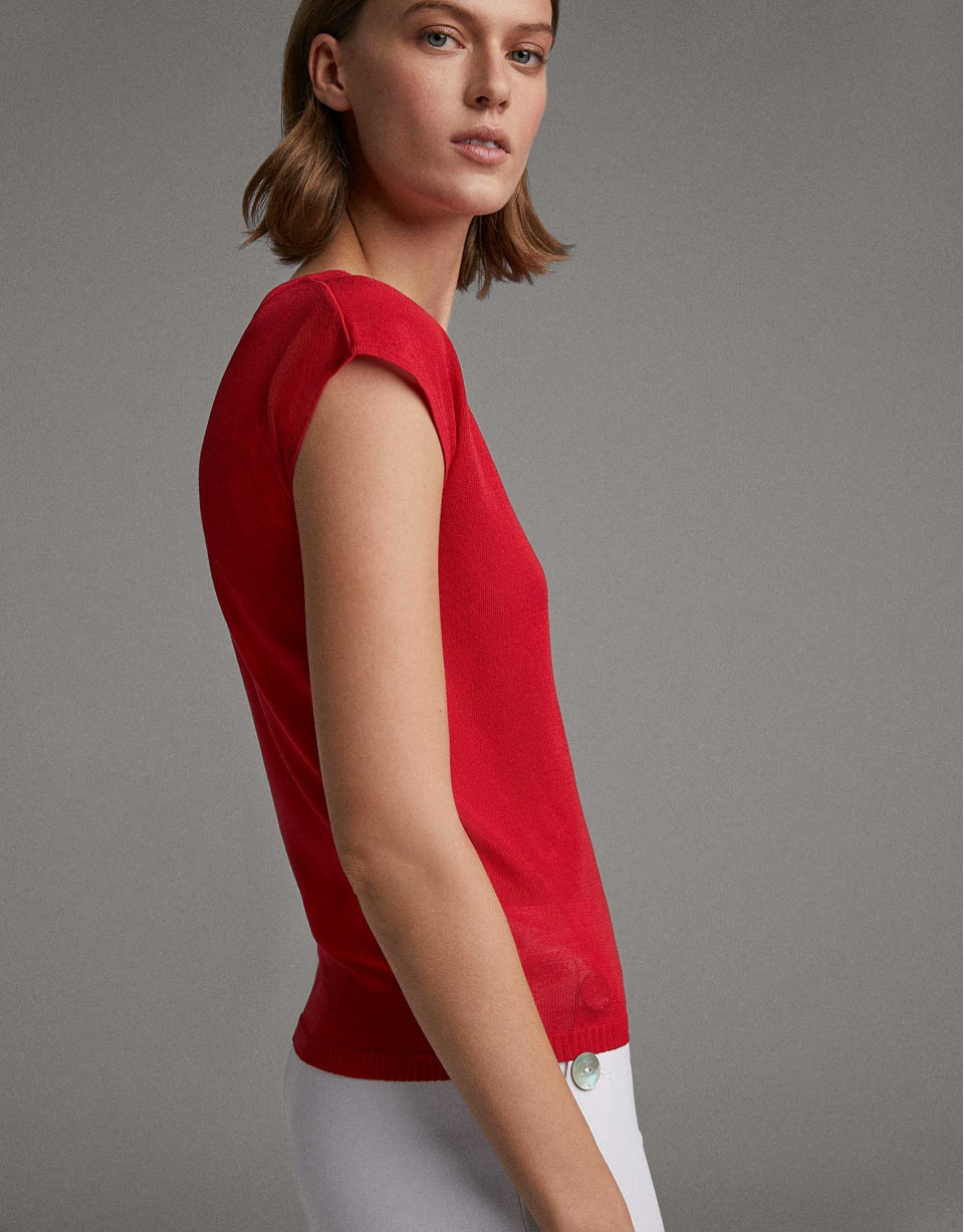 Red sweater with dropped sleeves - Woman | Roberto Verino
