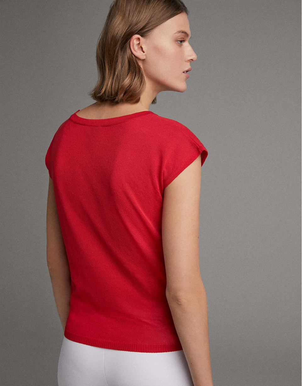 Red sweater with dropped sleeves - Woman | Roberto Verino