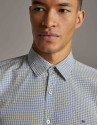 Khaki/blue geometric print men's shirt - Man | Roberto Verino