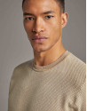 Two-tone natural seed stitch sweater