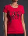 Red t-shirt with RV logo