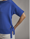 Jersey oversize manga murciélago azul