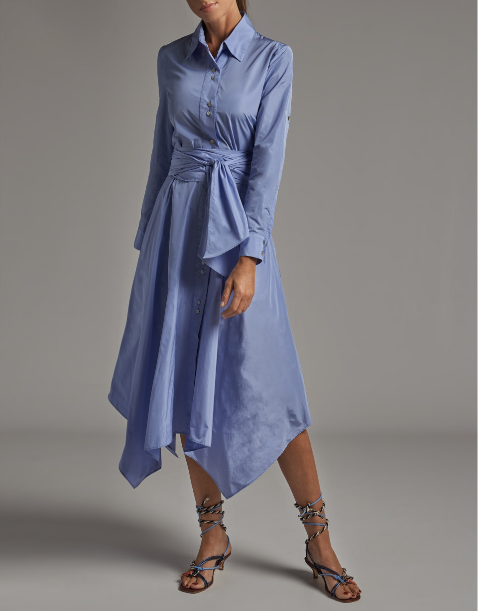 Vestido camisero tafetán azul pastel - Mujer | Roberto Verino