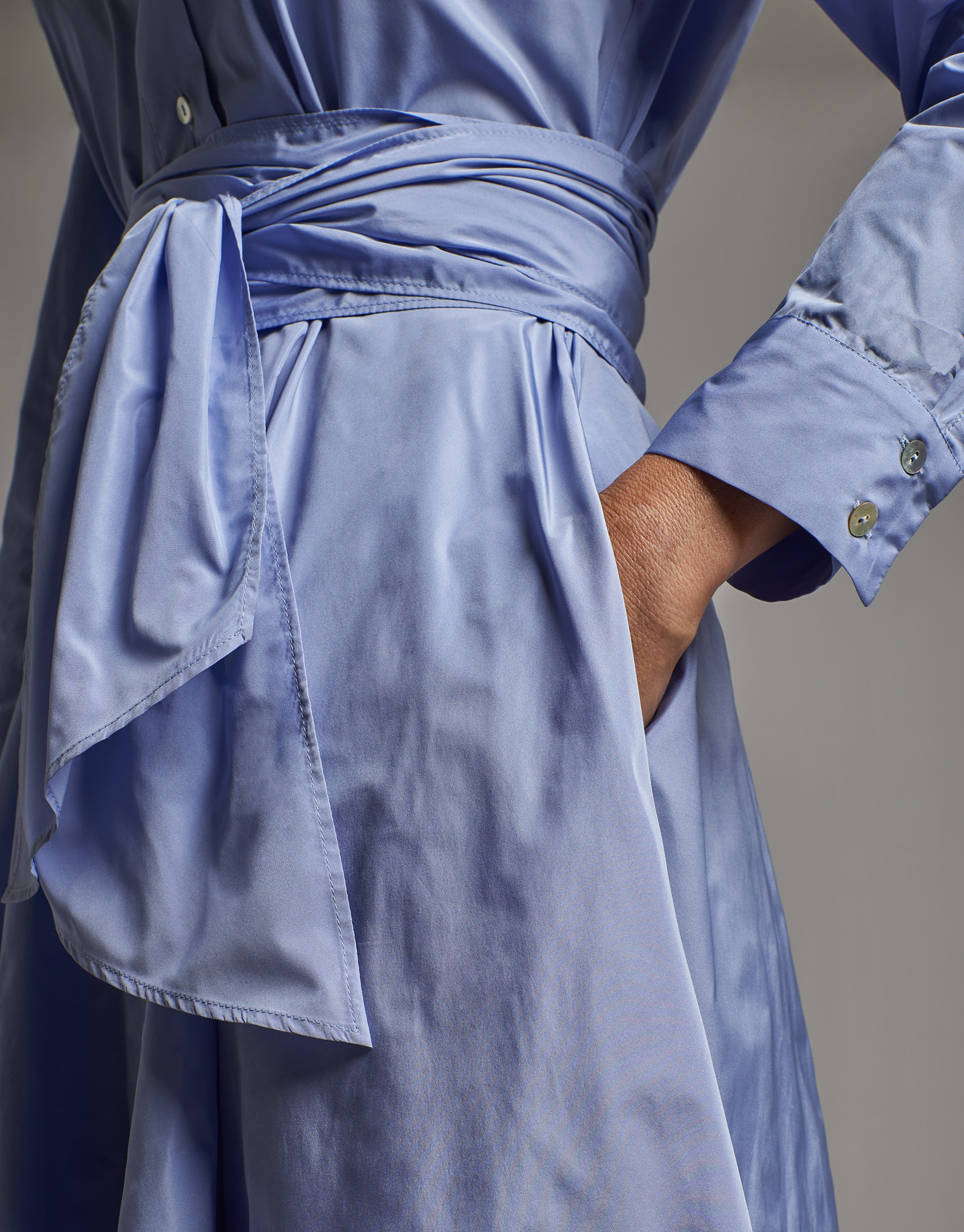 Pastel blue taffeta shirtwaist dress - Woman | Roberto Verino