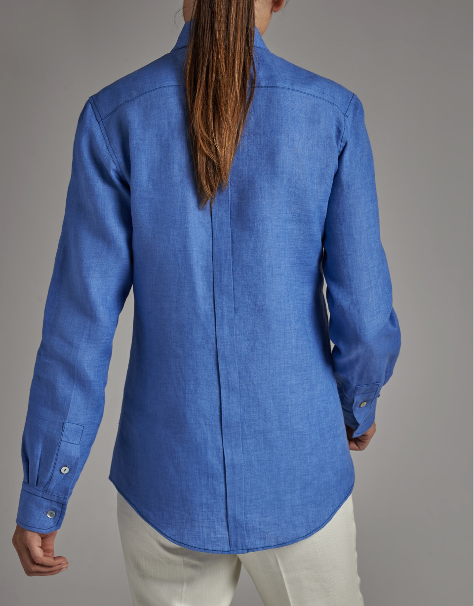 Camisa masculina de lino azul - Mujer - PV2020 | Roberto Verino
