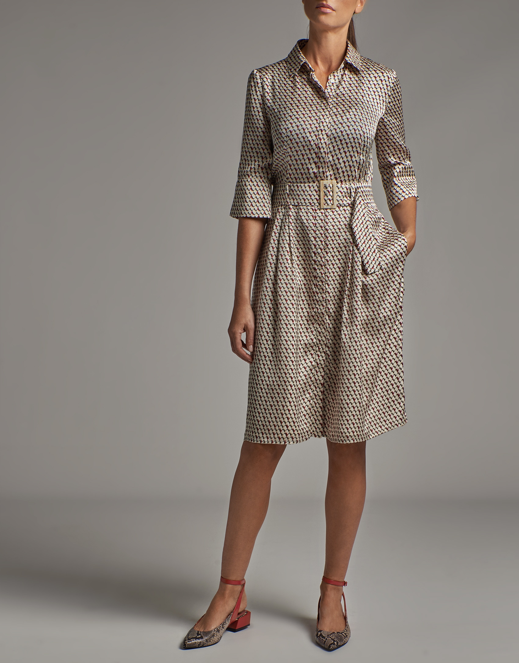 Vestido camisero estampado geométrico