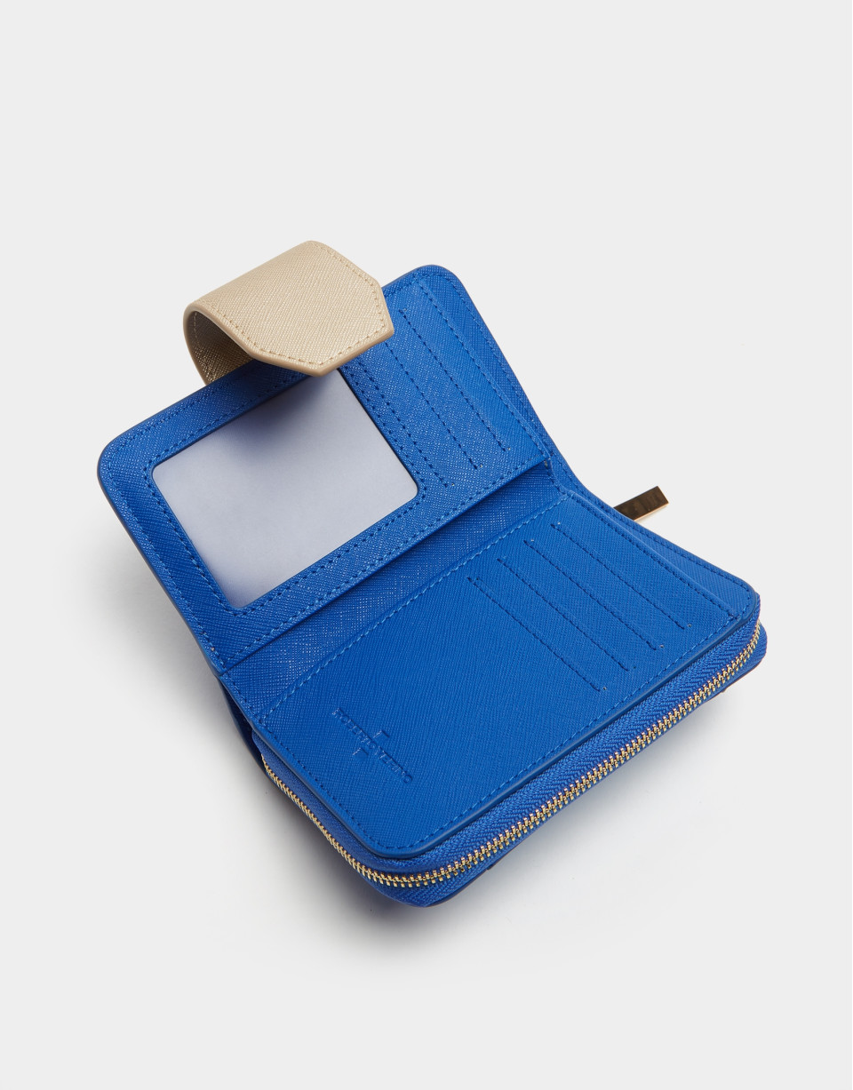 Blue saffiano leather wallet - AW2020 | Roberto Verino
