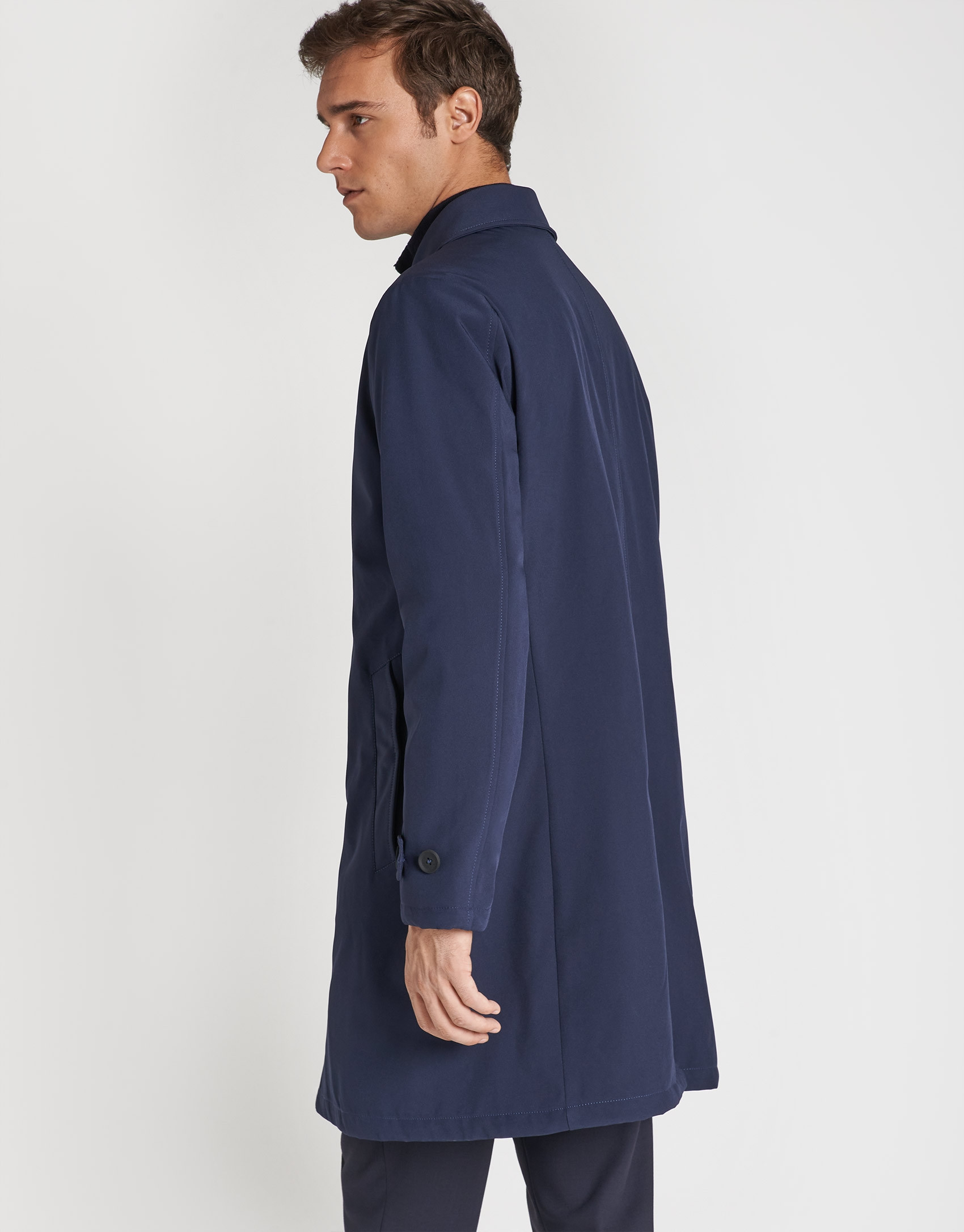 Navy blue raincoat with shirt collar - Man | Roberto Verino